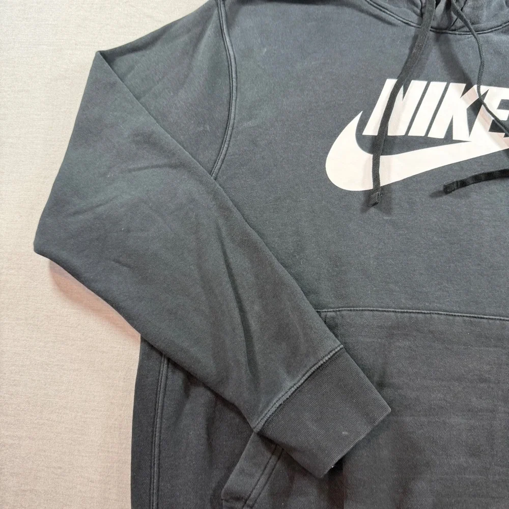Nike Hoodie Mens Large Black Good Sportswear Club‎ Fleece Logo Pullover